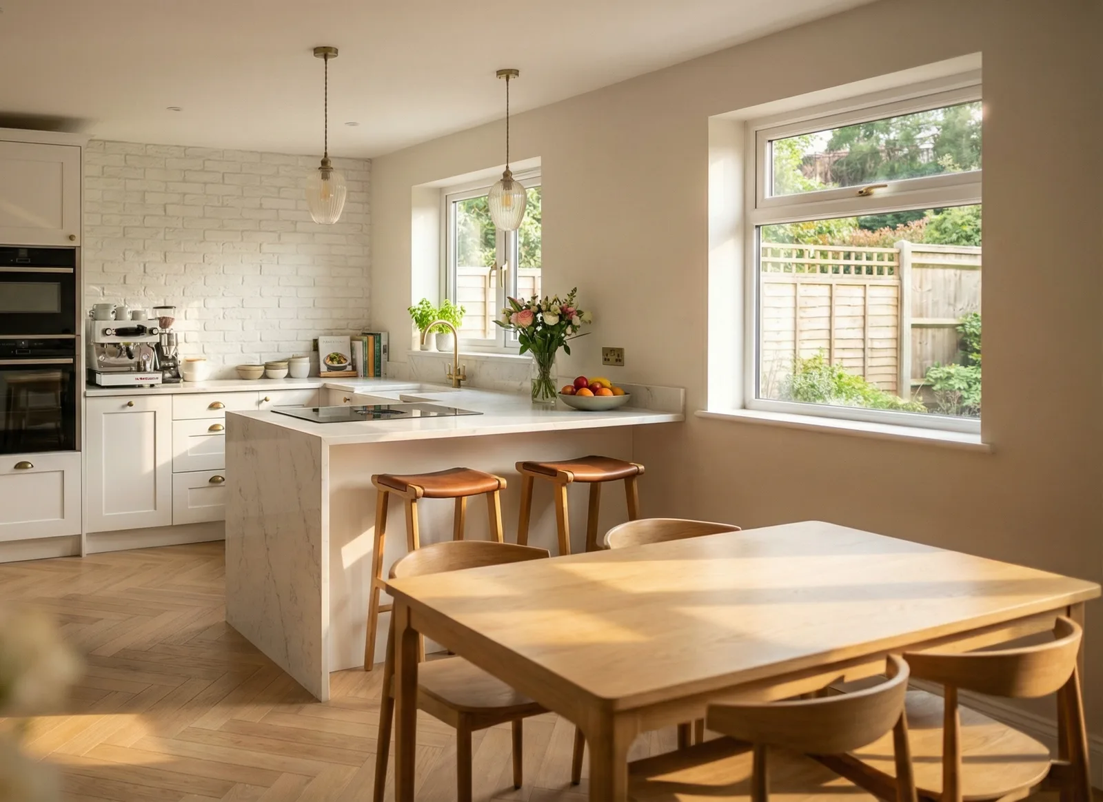 Design visualisation of a bright kitchen-diner extension with island in Bromsgrove