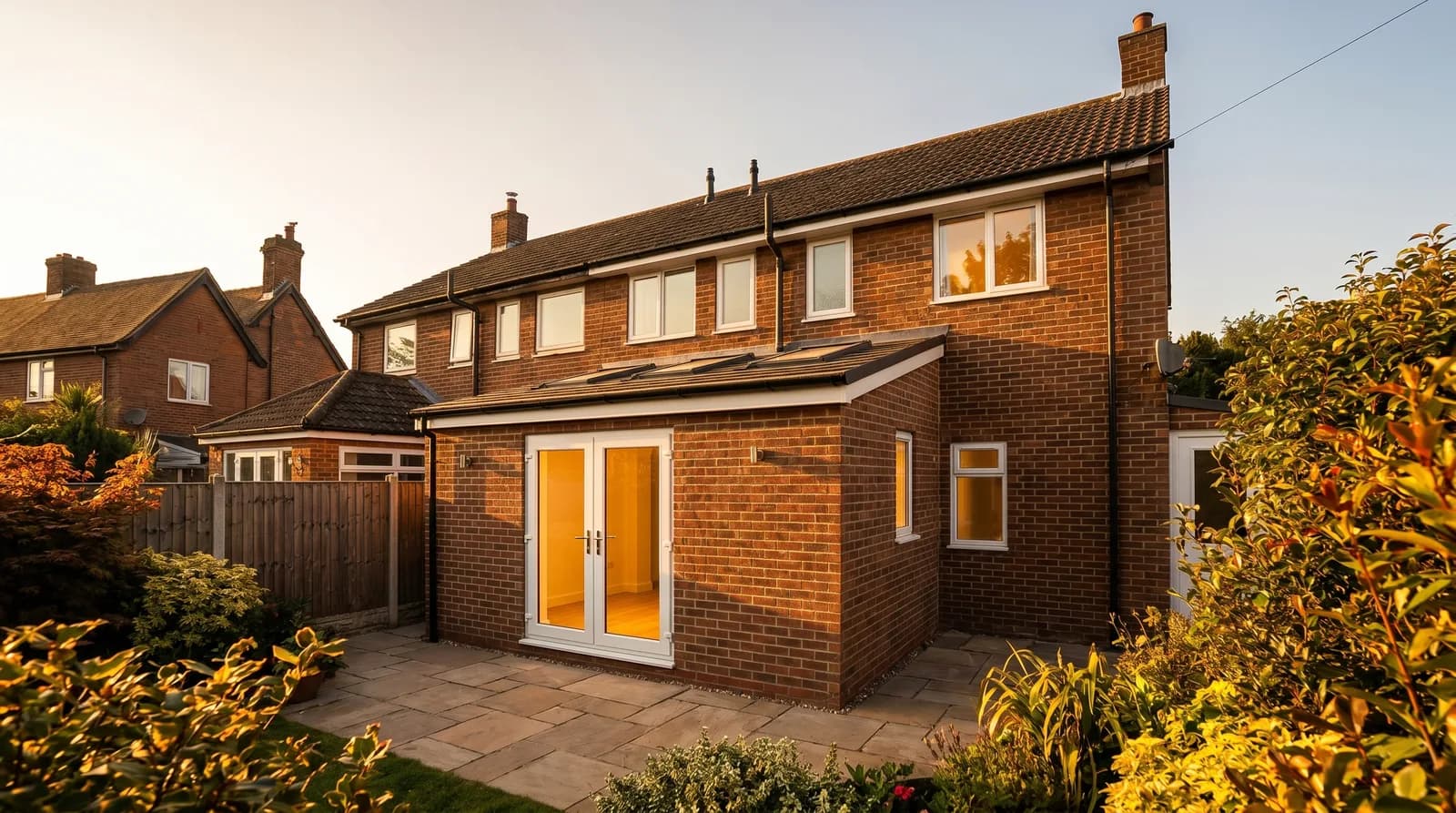 Design visualisation of a single-storey rear extension with rooflights for a semi-detached home in Telford