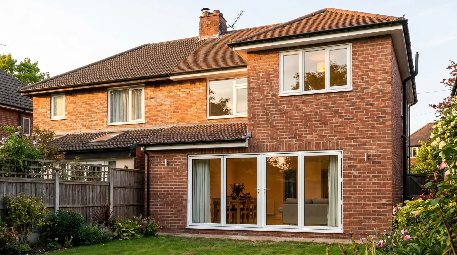 Design visualisation of a rear extension with bifold doors for a family home in Liverpool