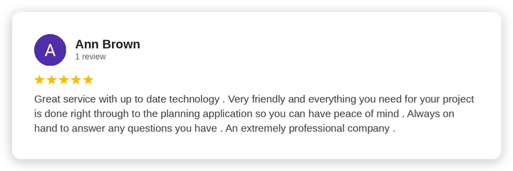 Google review from Ann Brown for Diogel Architecture