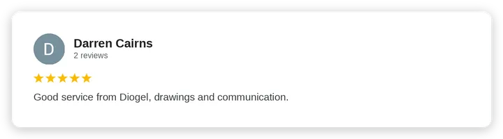 Google review from Darren Cairns for Diogel Architecture