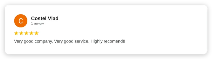 Google review from Costel Vlad for Diogel Architecture