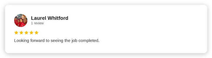 Google review from Laurel Whitford for Diogel Architecture
